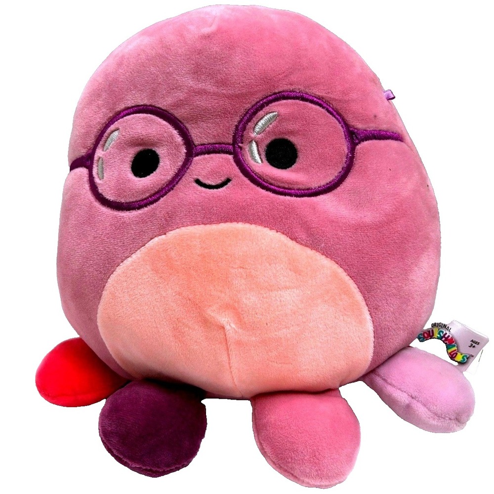 Squishmallows Abbey the Octopus 8" Pink Purple Plush w/ Glasses 2021 Kellytoy